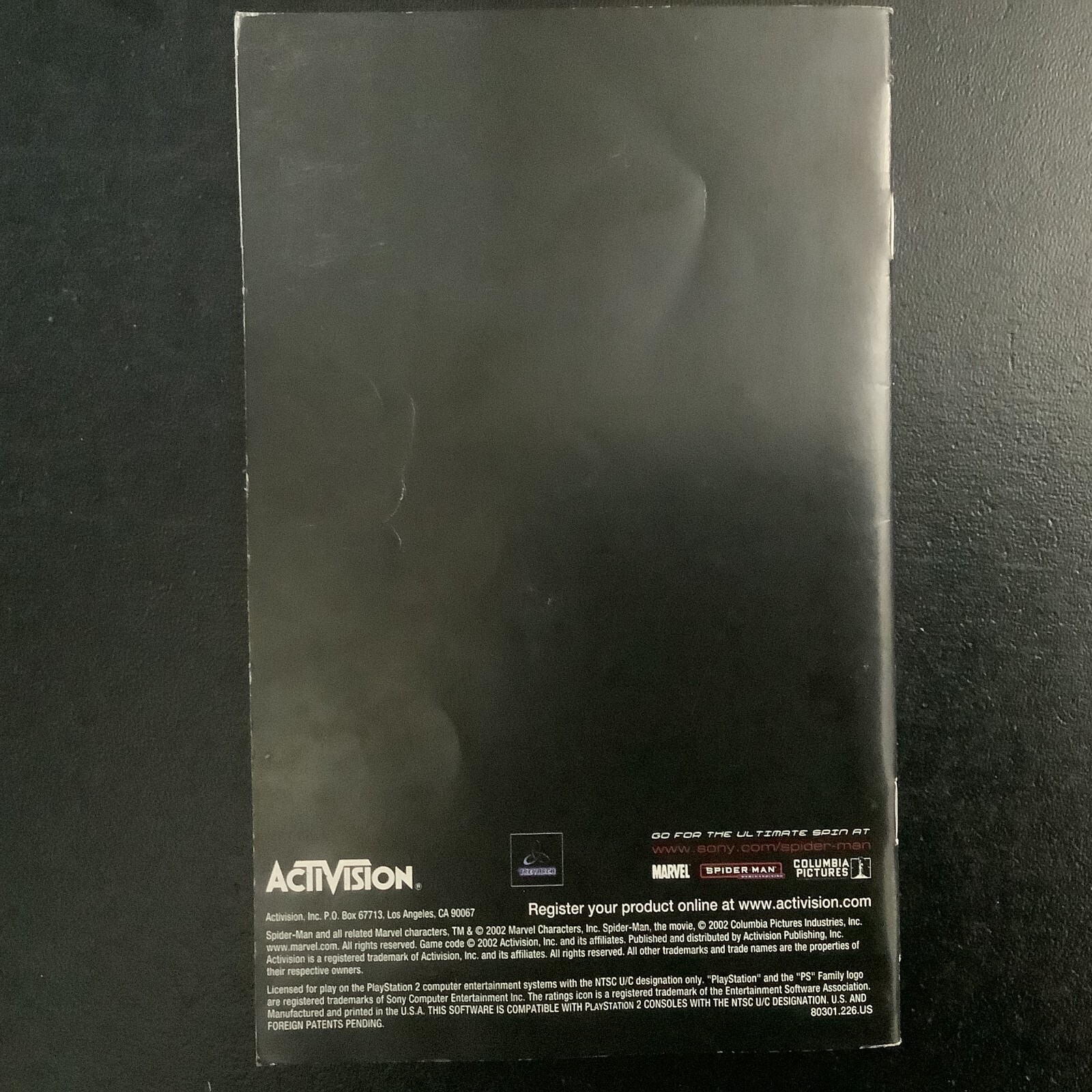 Spider-Man 1 PS2 PlayStation 2 Instruction Manual Only