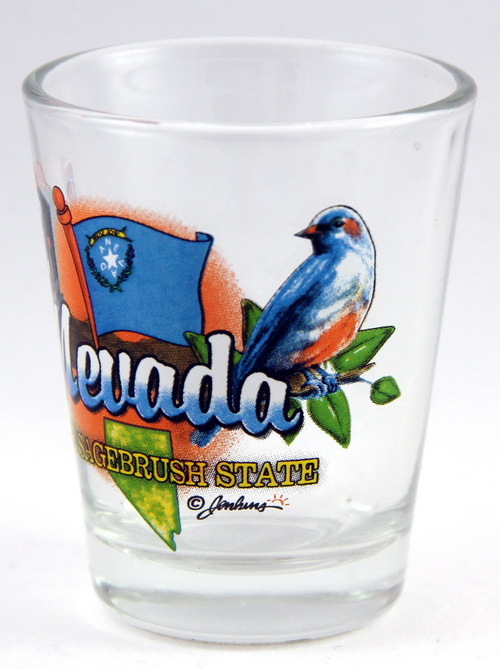 NEVADA SAGEBRUSH STATE ELEMENTS SHOT GLASS SHOTGLASS
