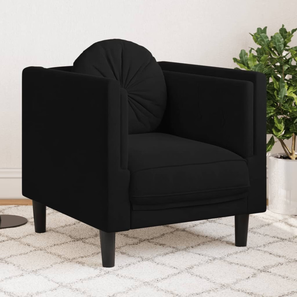 Sofa Chair Black Velvet (100% polyester), plywood, solid wood