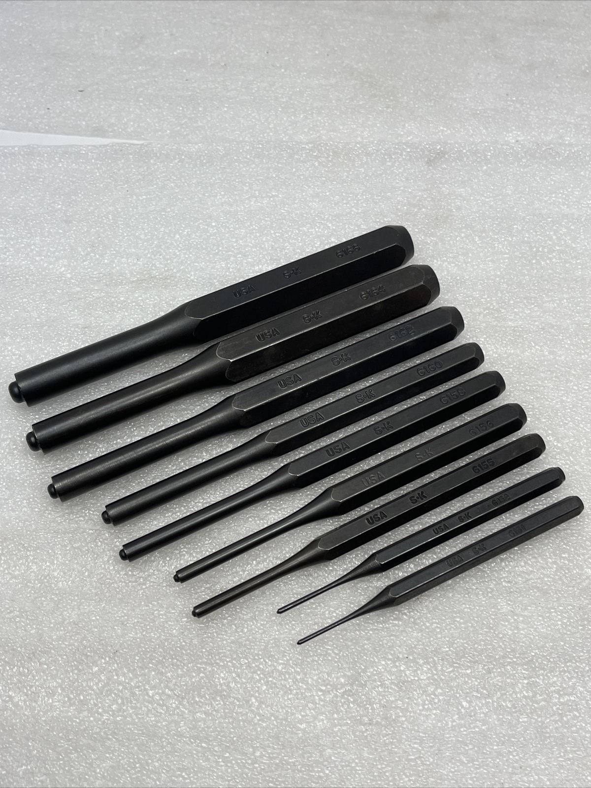 SK Hand Tools 9 Piece Roll Pin Punch Set, 1/16” - 1/2”, USA Made, New