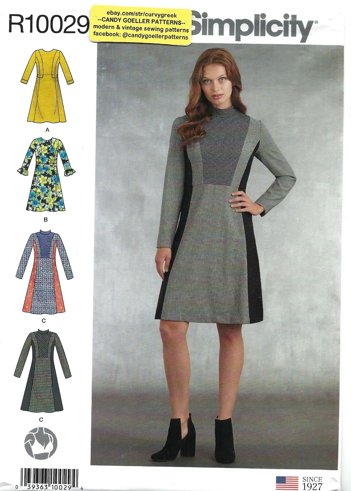 Simplicity R10029 Paneled Fit & Flare Dresses Sz 6-14 UNCUT Sewing Pattern 8786