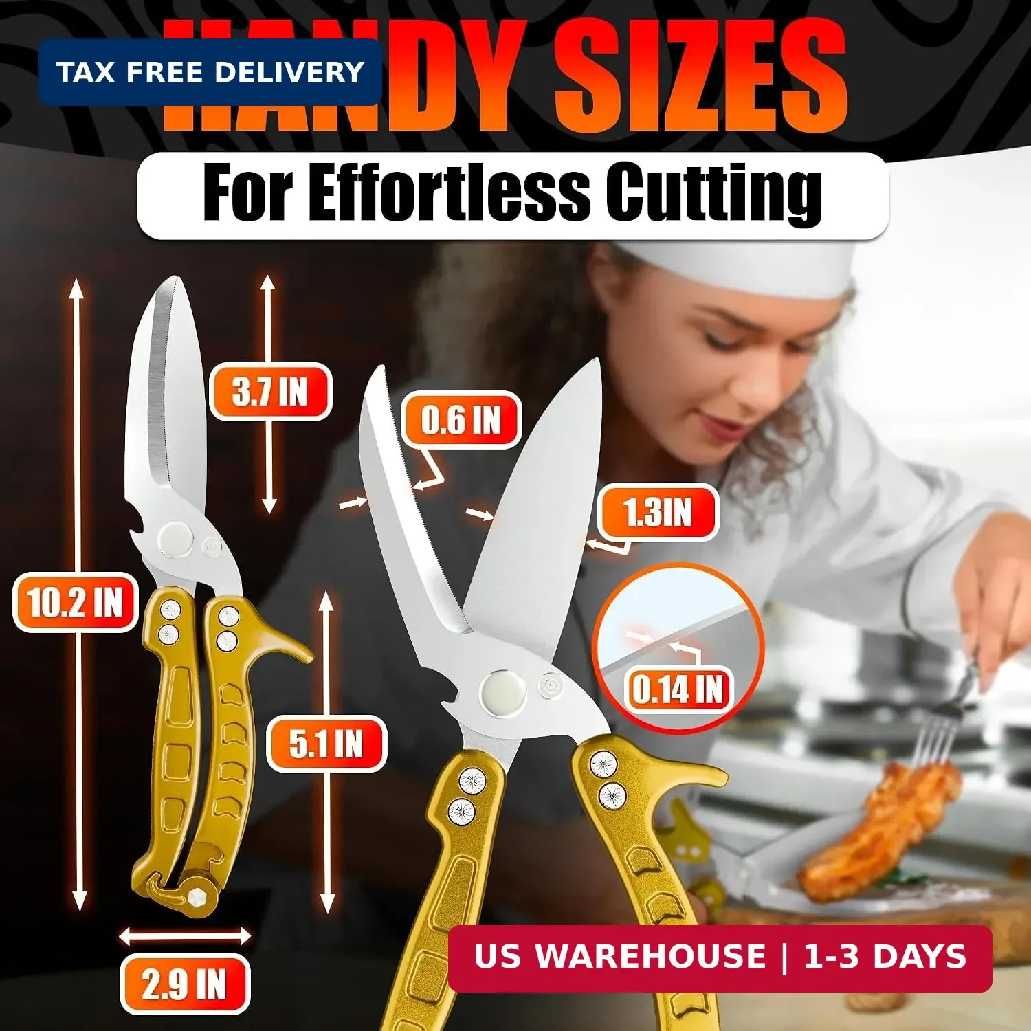 Heavy Duty Poultry Shears - Kitchen Shears Dishwasher Safe, Spring-Loaded, 3Cr14