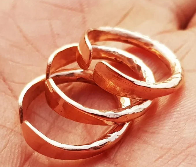 Solid Copper Minimalist Healing Handmade Unisex Ring, Stackable rings Set of 3