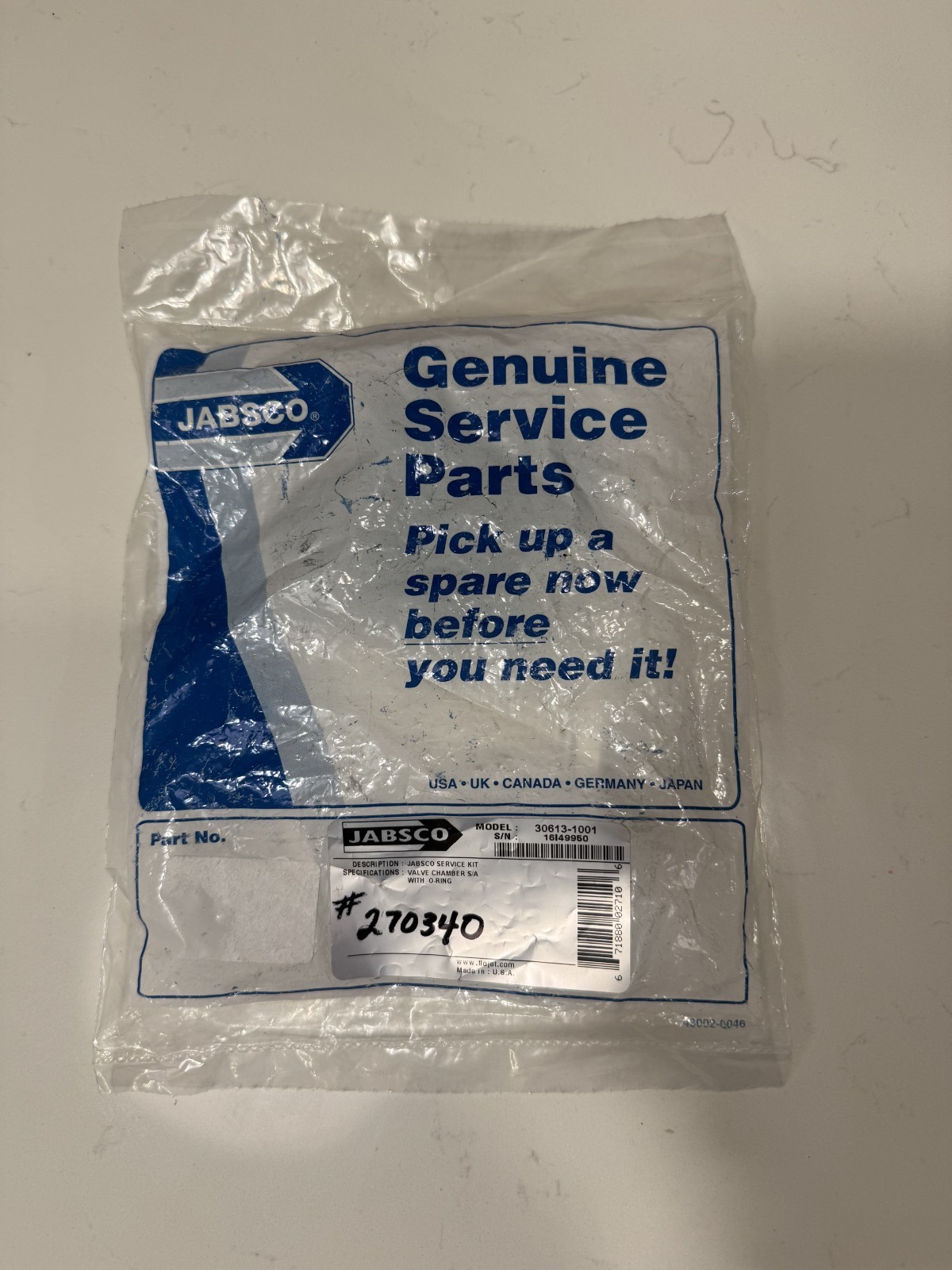 Jabsco 30613-1001 Valve Kit