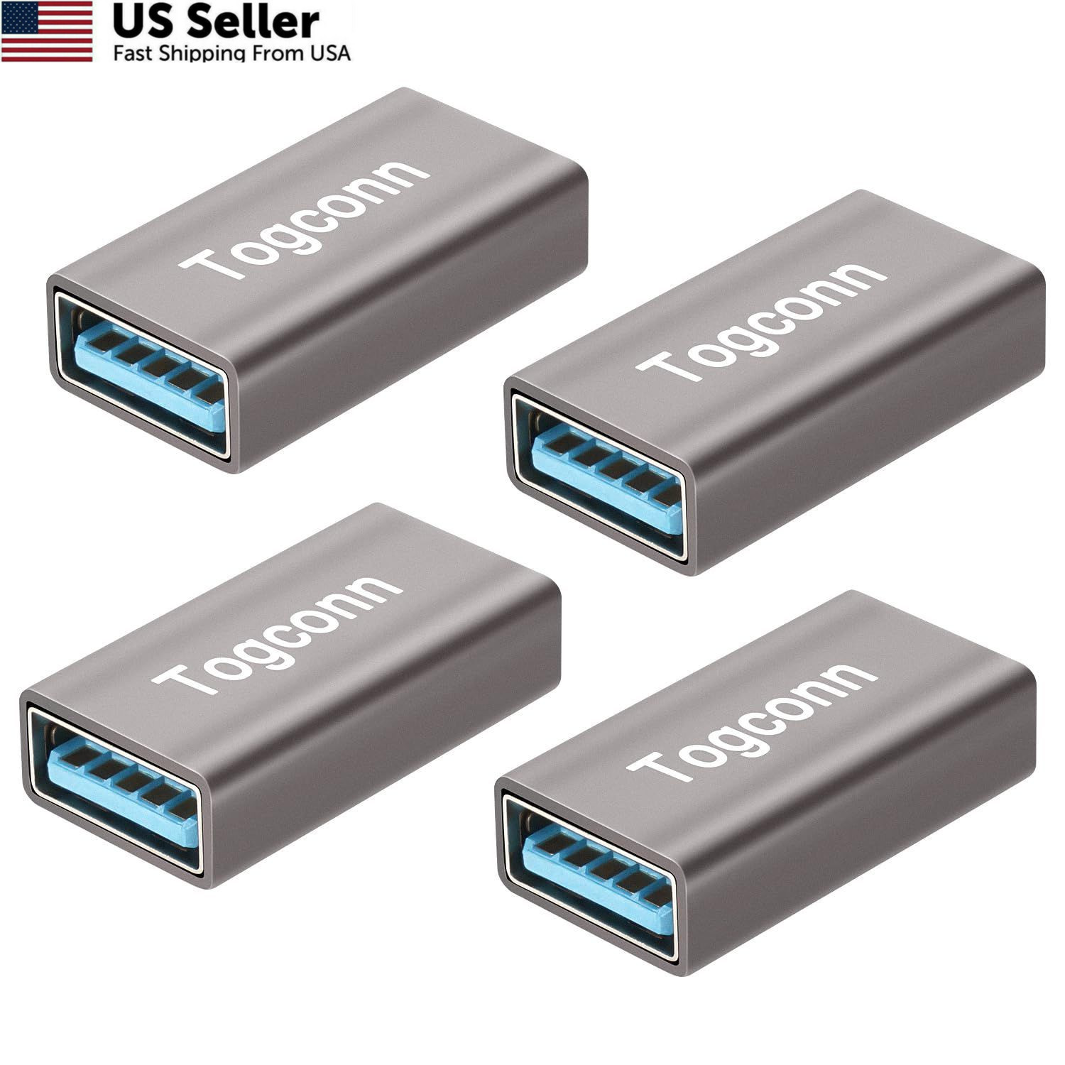 USB Coupler 4 Pack, Aluminum Shell 3.0 4 A Female to