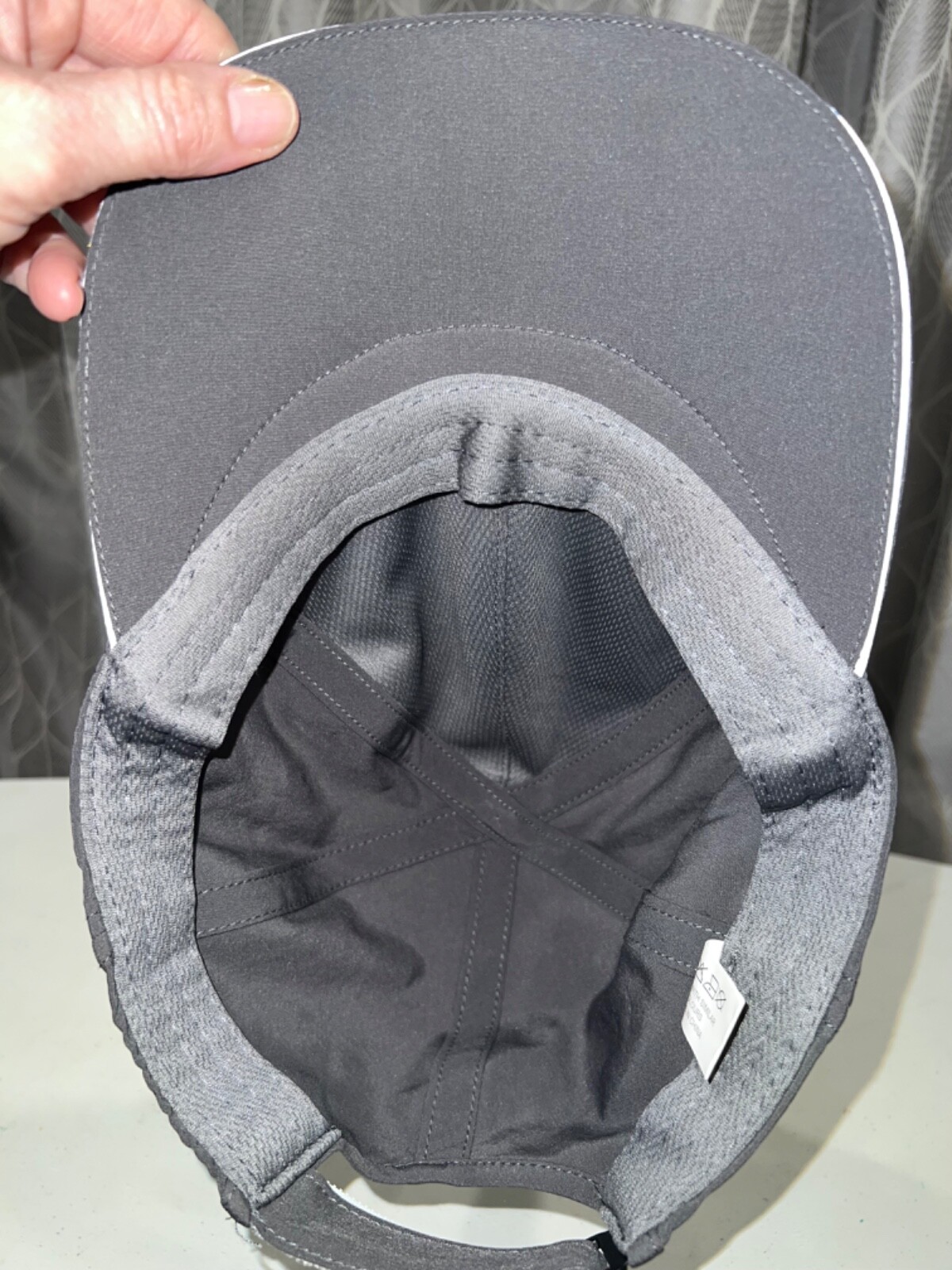 Allstate Hot Chocolate 15K 5K Gray Poly spandex Running Hat Cap Hook Loop EUC