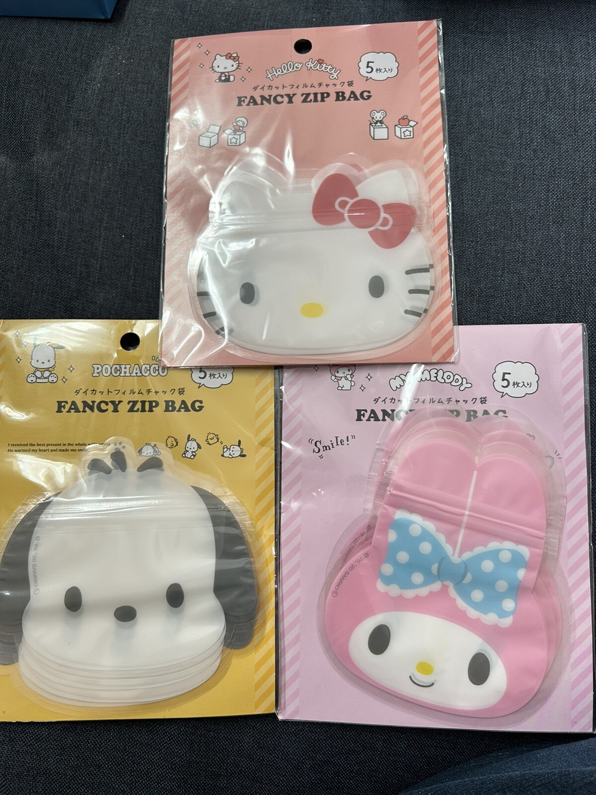 Sanrio Hello Kitty Pochacco & My Melody Zipper Bag Zip Lock Seal Plastic Lot New