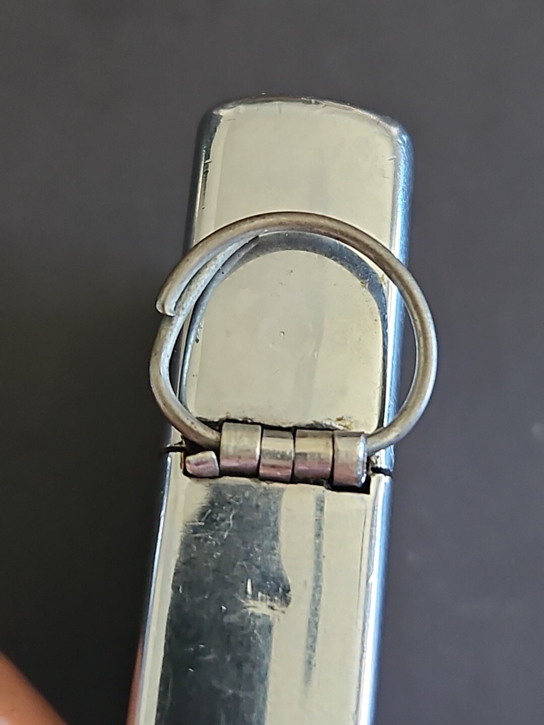 VINTAGE ZIPPO POLISHED CHROME STRIPED REGULAR LIGHTER ENGRAVABLE NON WORKING