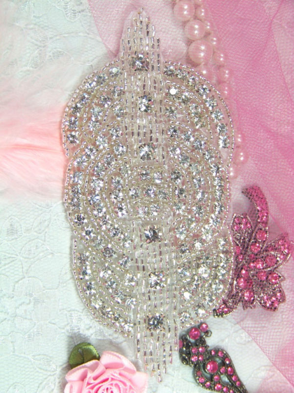 XR9 TRI-CIRCLE CRYSTAL BEADED RHINESTONE APPLIQUE MOTIF