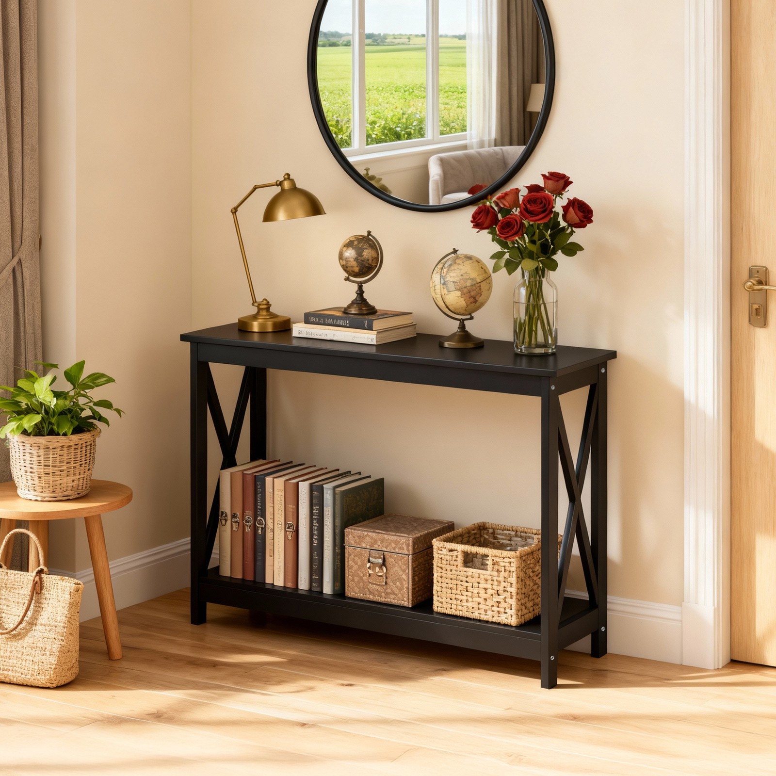 Console Table Along Bed Accent Side Stand Display Storage Shelf Entryway 47inch