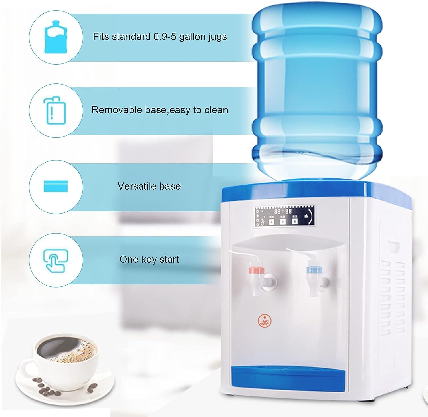 5 Gallon Cold + Hot Water Cooler Dispenser Freestanding Top Loading Detachable!