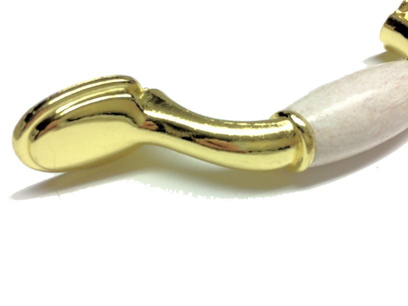 3" Classic Whitewashed Wood Center Pull Polished Brass