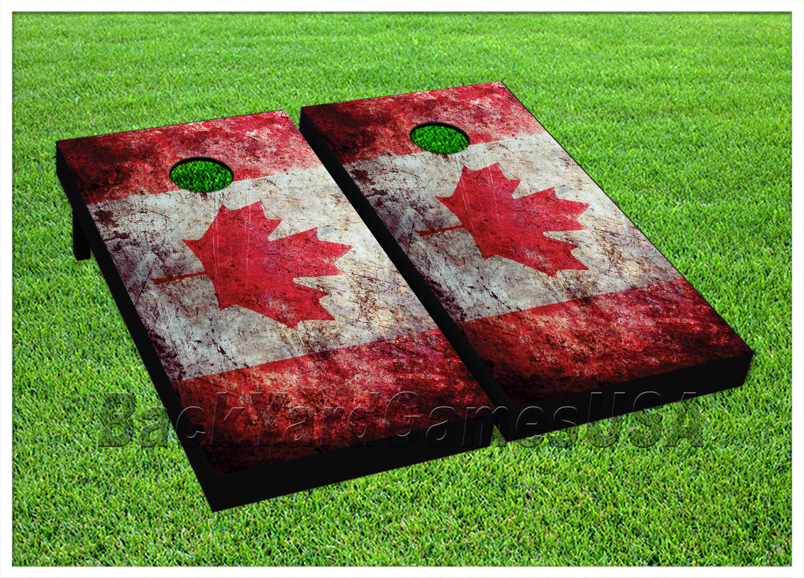 Cornhole Canadian Flag Shadow Boards BEANBAG TOSS GAME w Bags Set