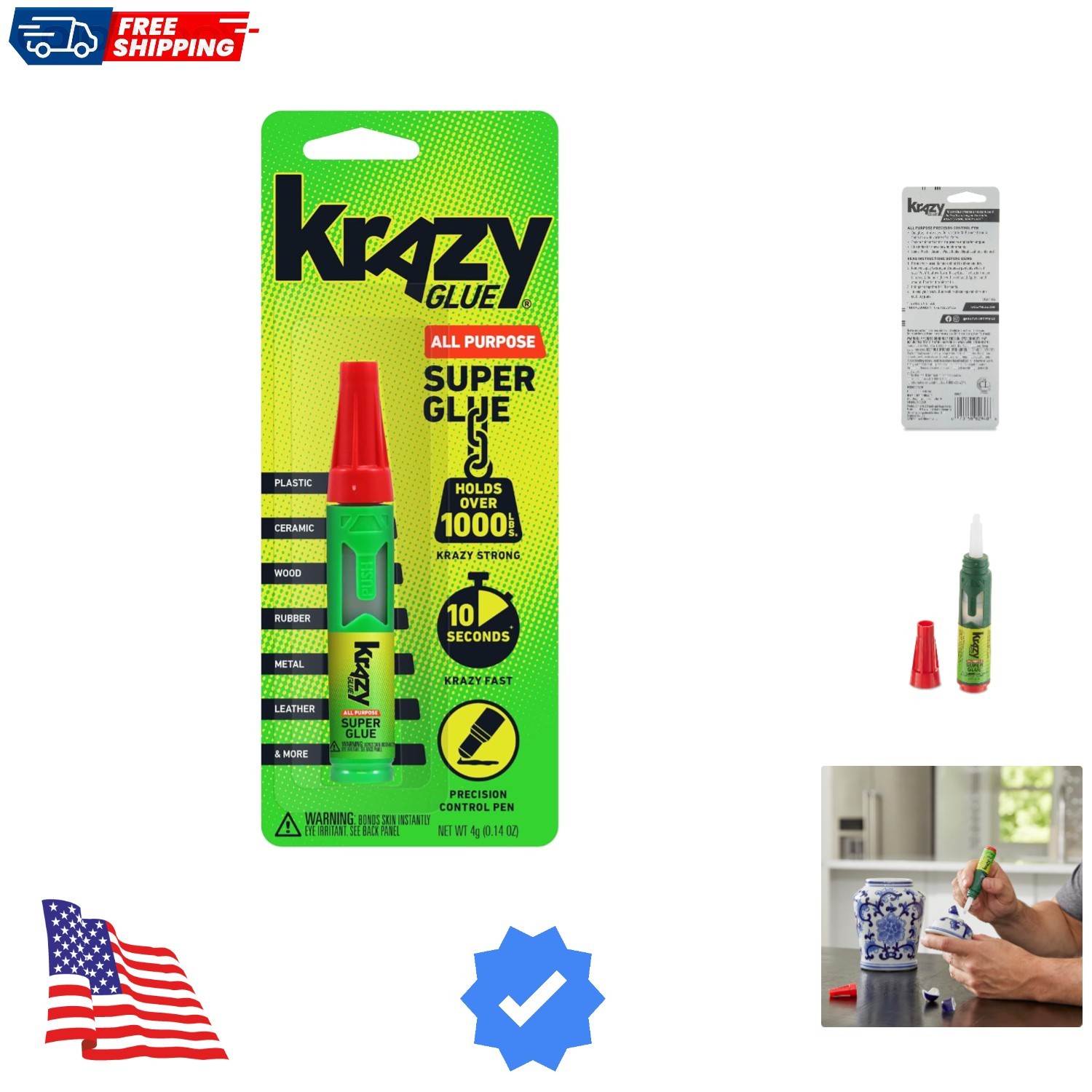 All Purpose Precision Control Superglue Pen 4g, Clear, Fast-Drying Adhesive, ...