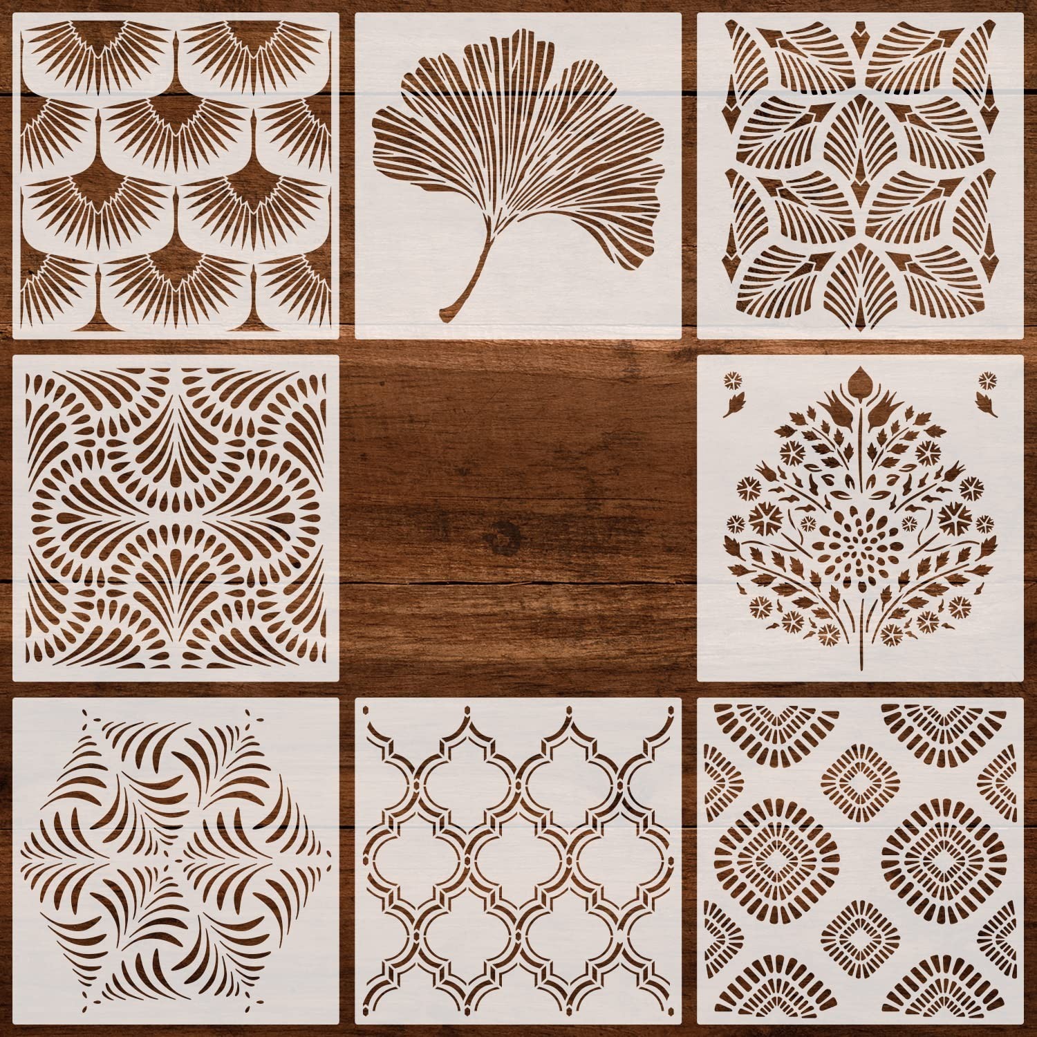 12 Inch Large Geometric Stencils for Crafts - Reusable Face & Wall Painting S...