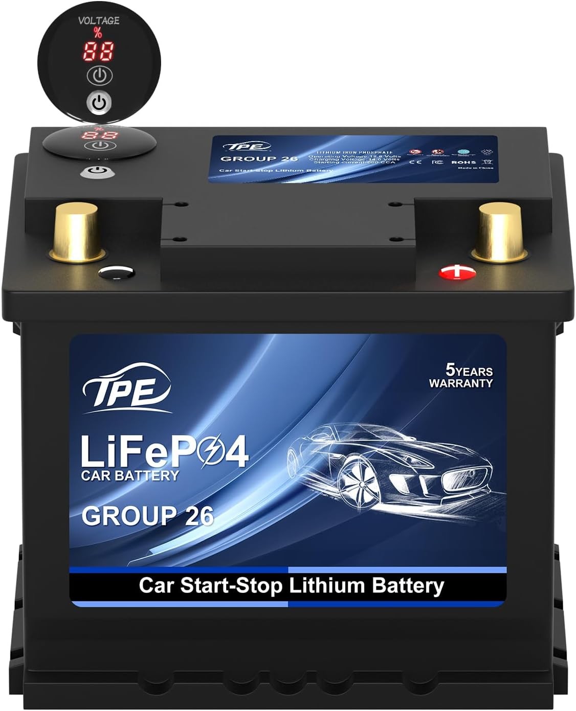 TPE LiFePO4 Car Battery 12.8V 600A Group26 Left Negative