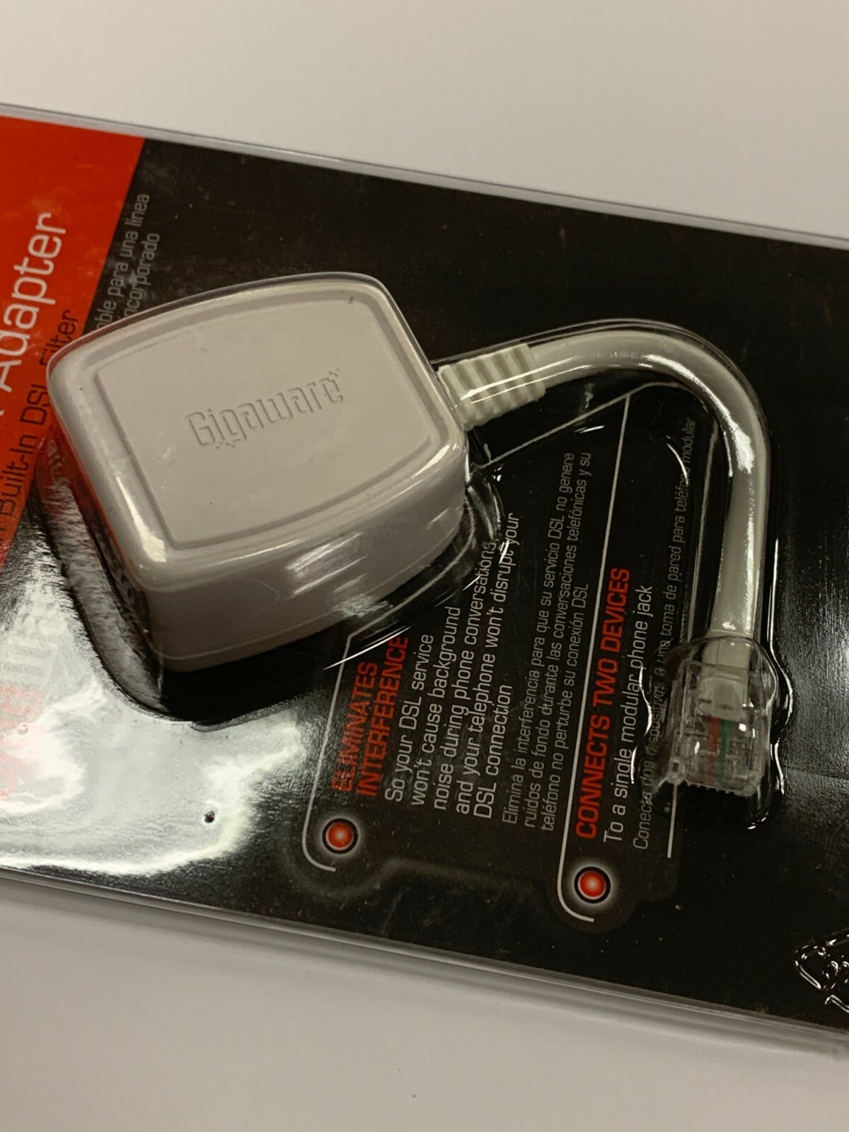 Gigaware 2790025 Single-Line Duplex Adapter with Built-In DSL Filter