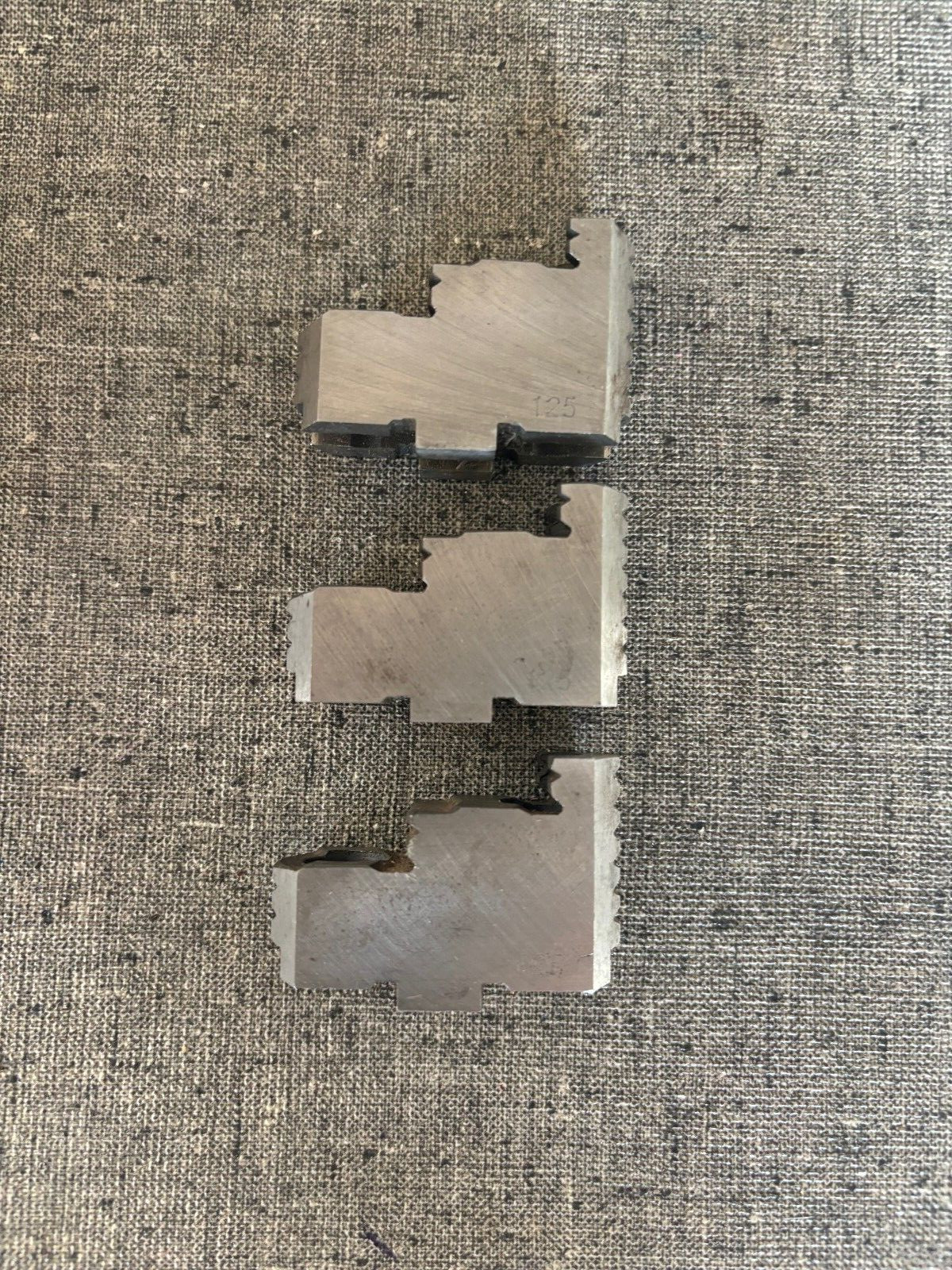 3 PIECE SET TOP JAWS FOR 5" SCROLL CHUCK, RAPIDHOLD #HL1058377 NOS
