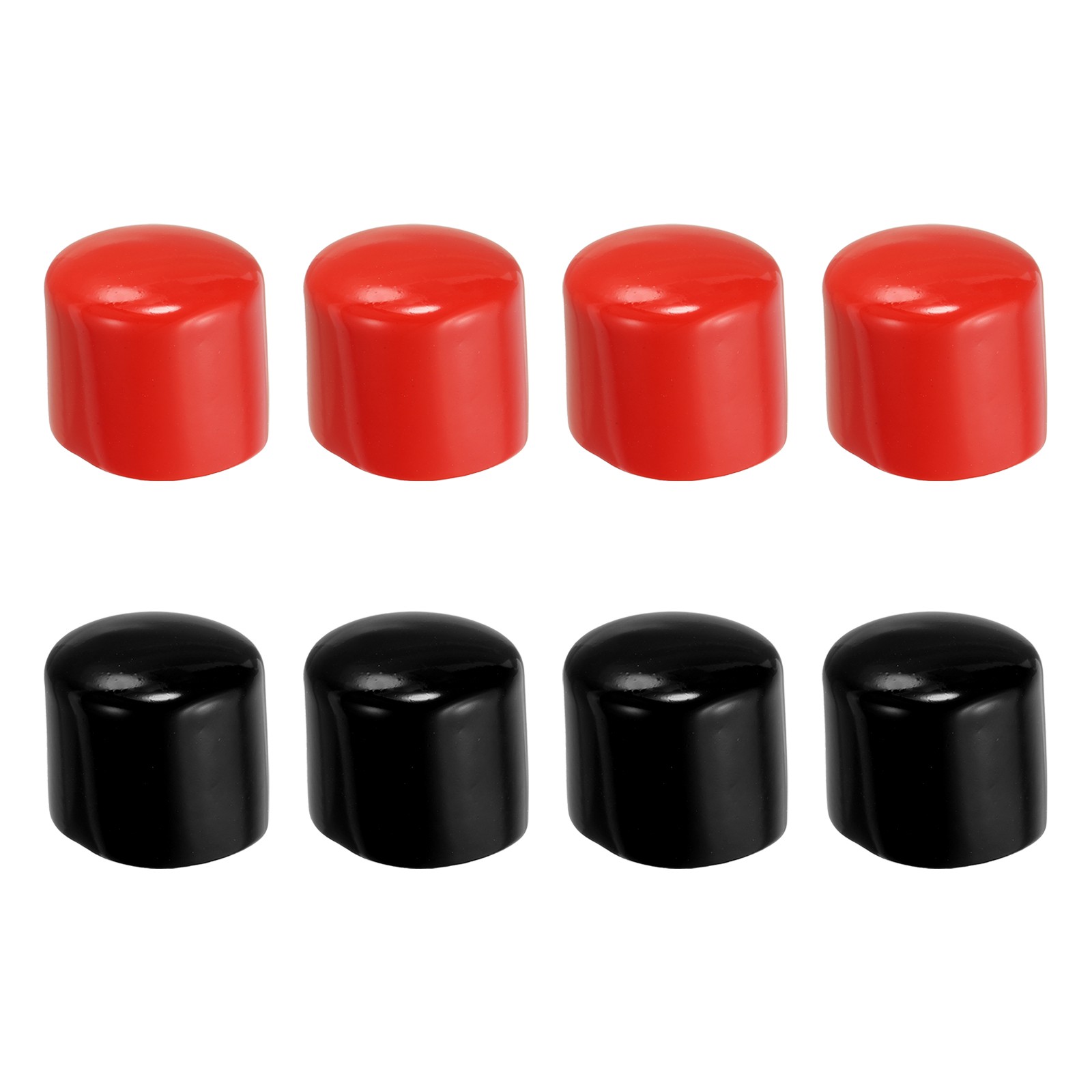 8Pcs 47 mm Round Rubber End Caps, Vinyl Bolt Screw Thread Cover, Black-Red