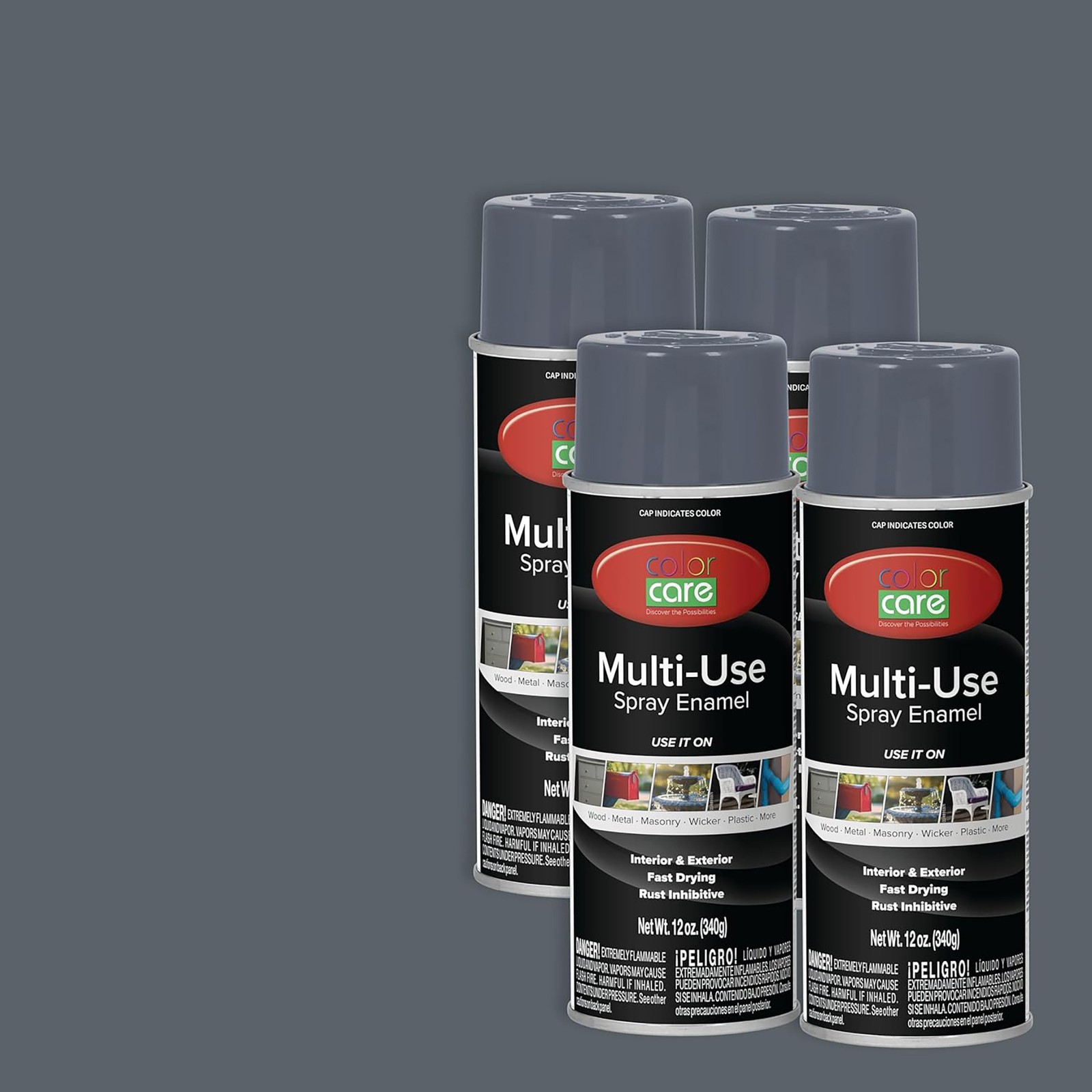 Color Care Spray Paint Dark Gray 12 oz- 4 pack