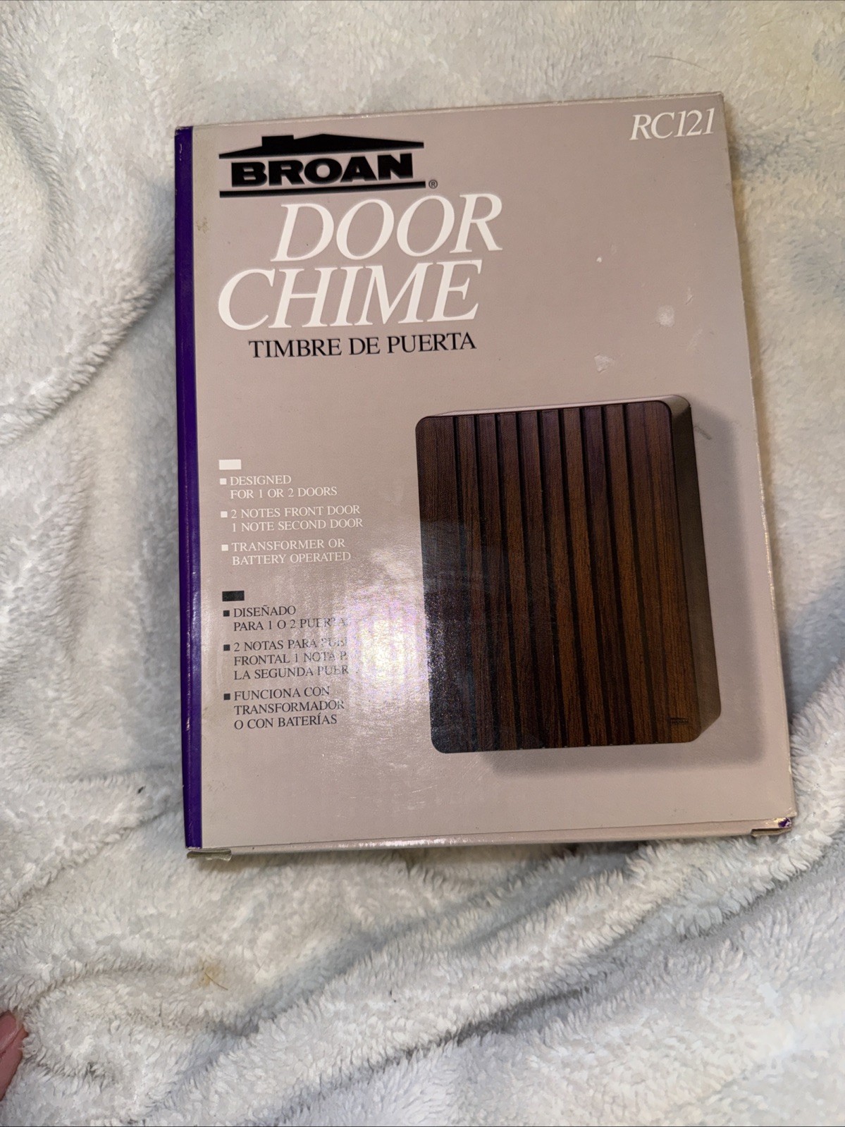 Vintage BROAN RC121 Door Chime New In Box Woodgrain Wired/Battery Doorbell
