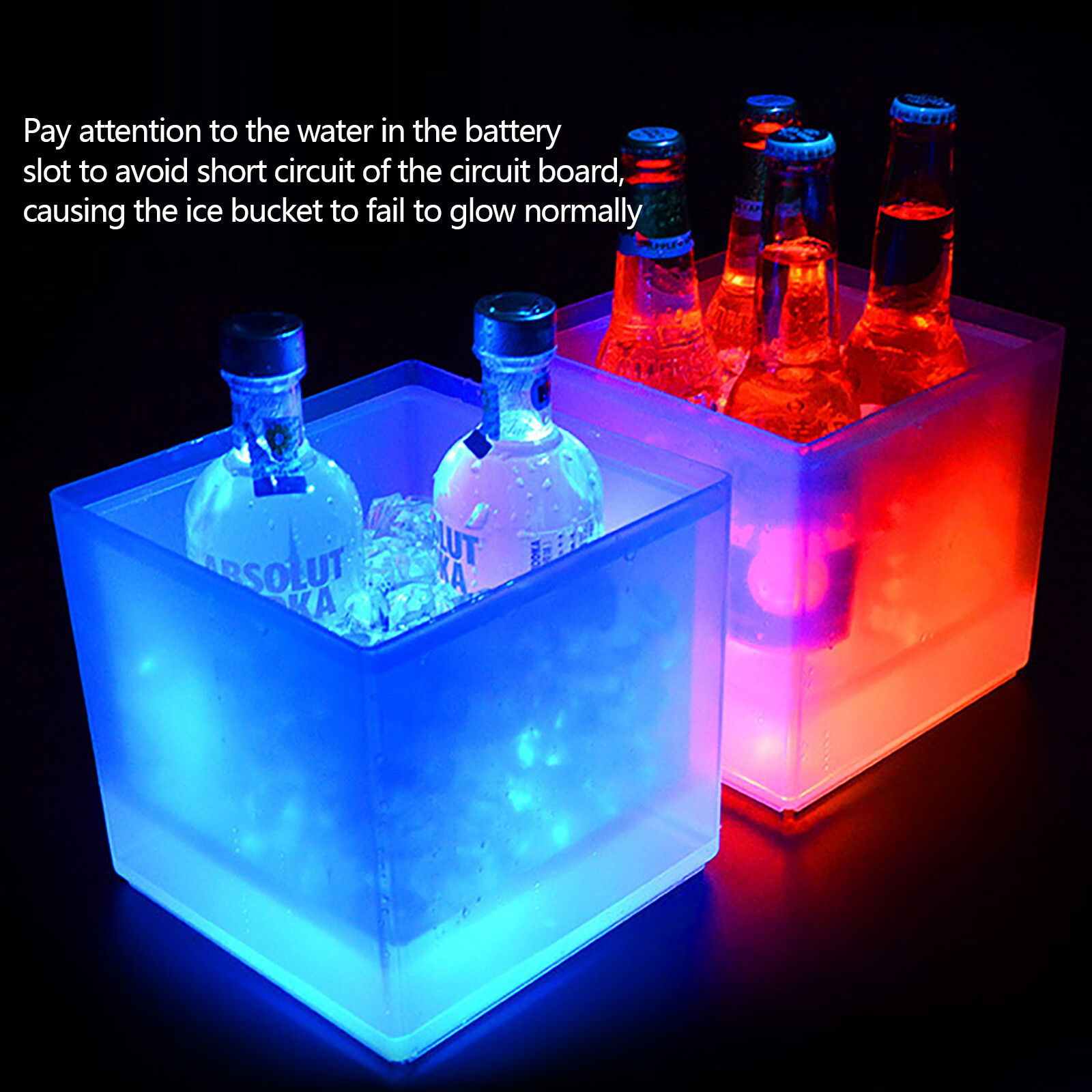 6 Color LED Light Ice Bucket Champagne Wine Drink Beer Ice Cooler Bar Party 3.5L