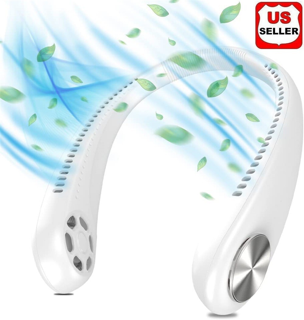 Portable USB Rechargeable Neckband Sport Fan Lazy Neck Hanging Dual Cooling Fan