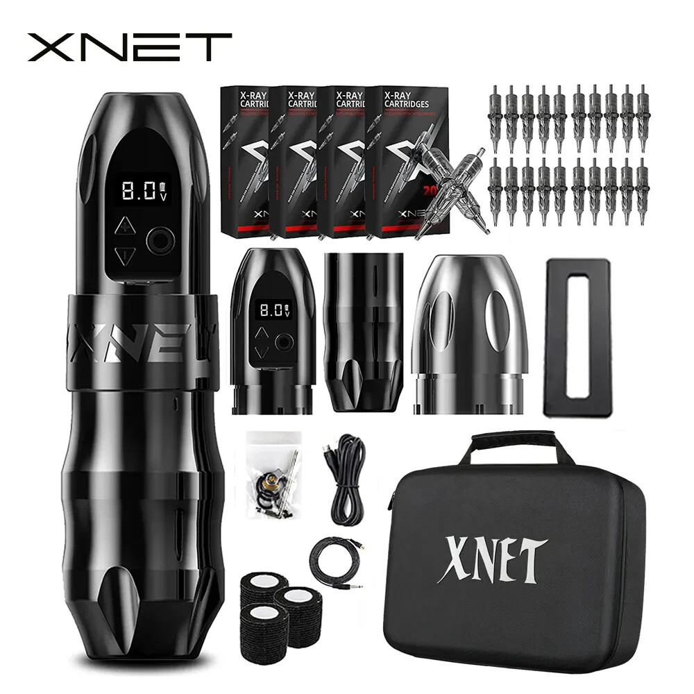 Wireless Tattoo Machine Pen Kit Coreless Motor Extra 38mm Grip 2400mAh Full Kit