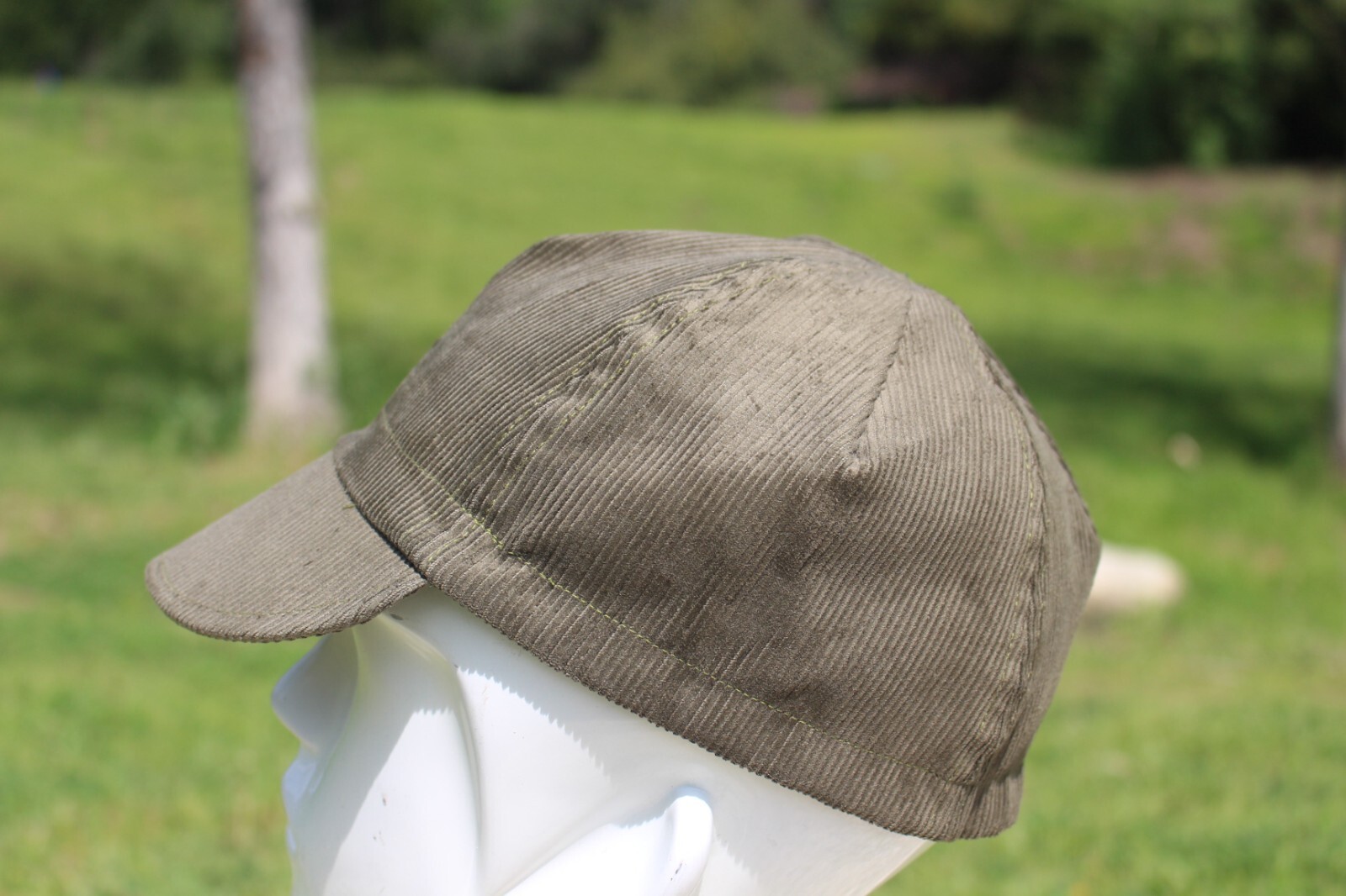 CYCLING CAP 4 PANEL CORDUROY OLIVE COLOR ANY SIZE  HANDMADE