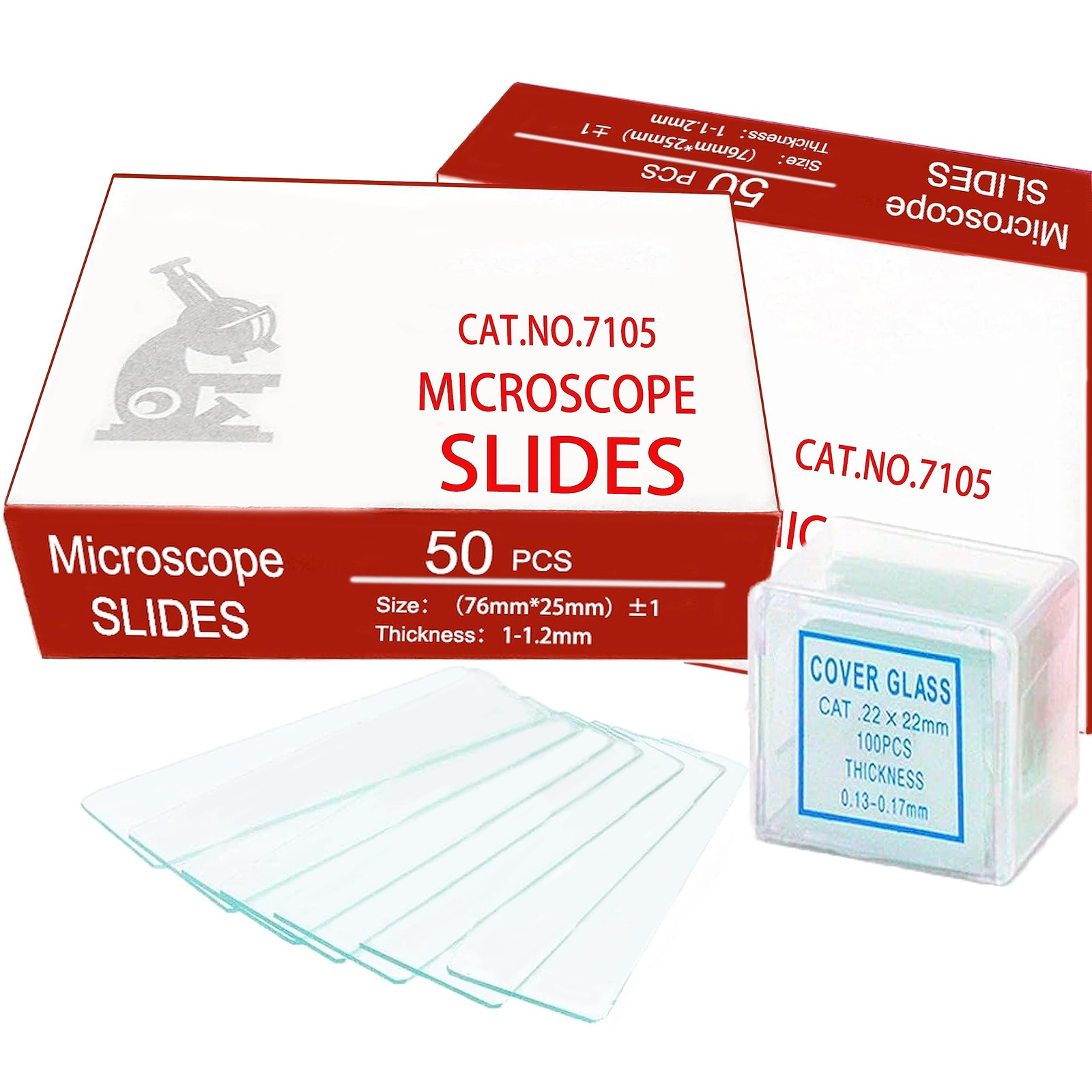 200PCS Microscope Slides and Covers, 100 Slides(1" x 3"), 100 Coverslips(0.87...
