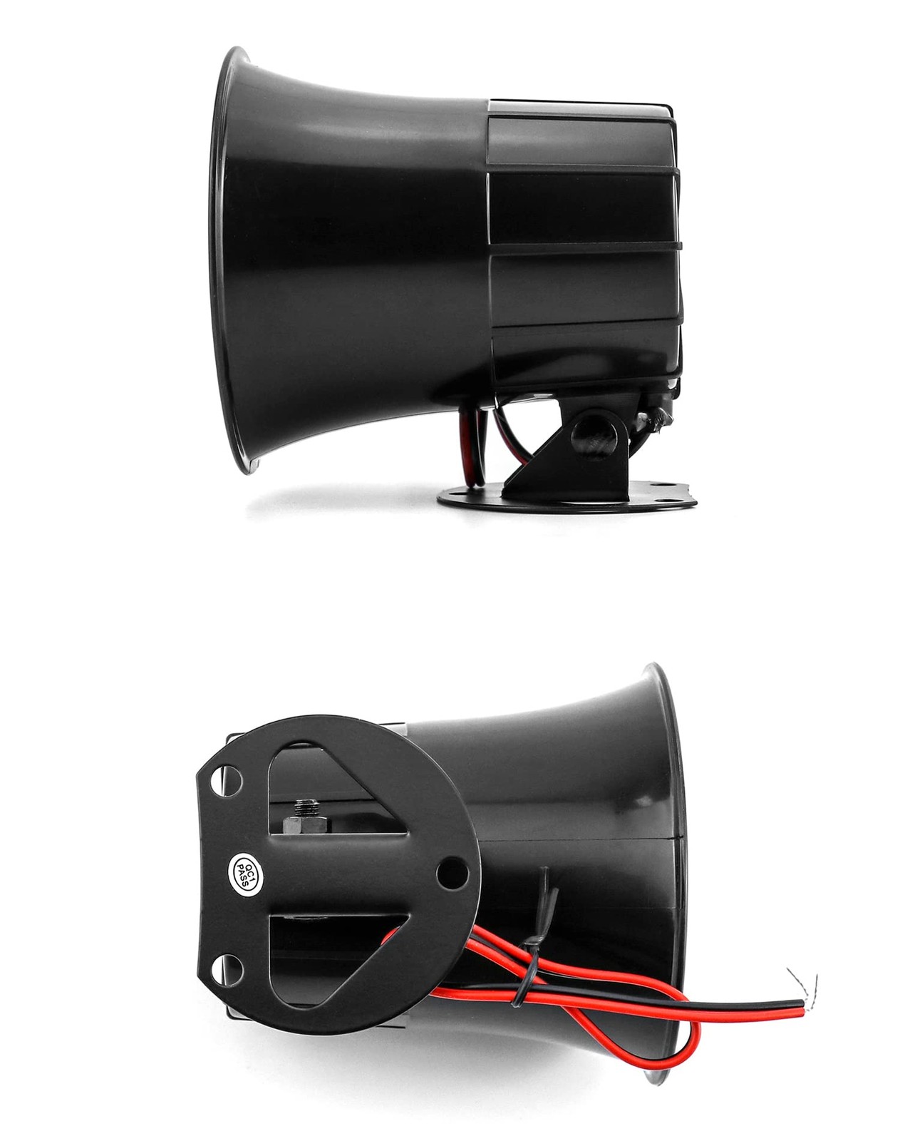 QWORK Electric Siren Horn, 2 Pack DC 12V Security Loud Wired 2 Pack, Black