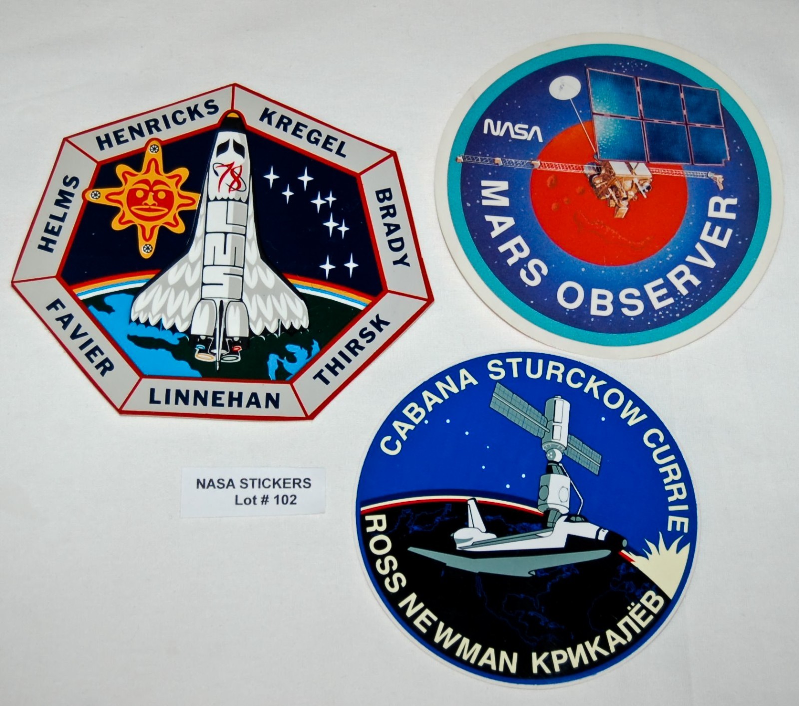VINTAGE NASA Car Window Set of 3 Stickers Patches Space Missions Lot#102