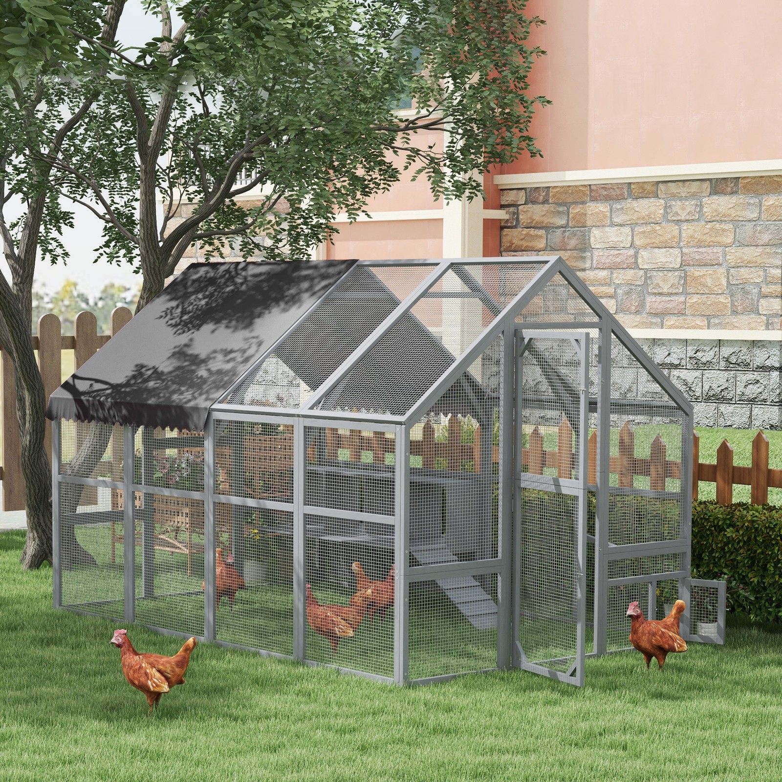 9 x 6 x 6 Large Chicken Coop with Nesting Box, Water-Resistant and Anti-UV Cover