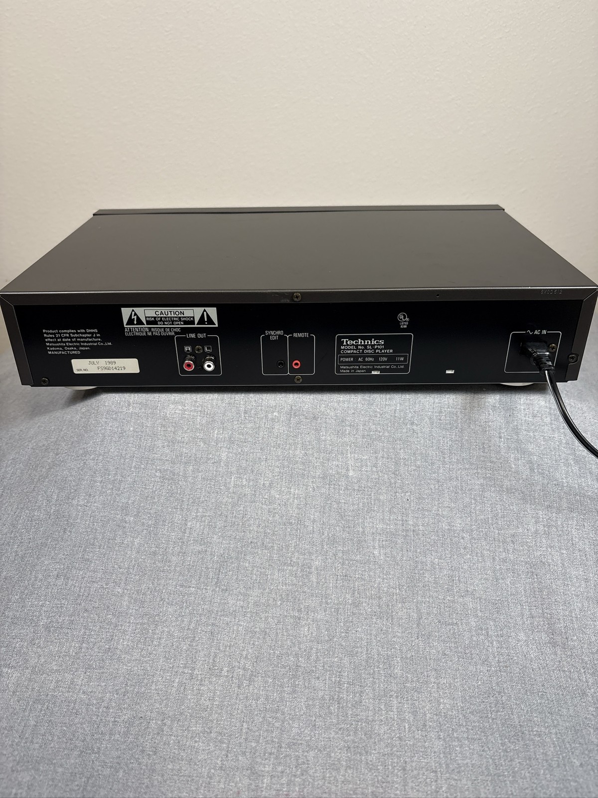 Technics SL-P101 CD Player 2DAC 4x Oversampling-Tray Doesn’t Eject