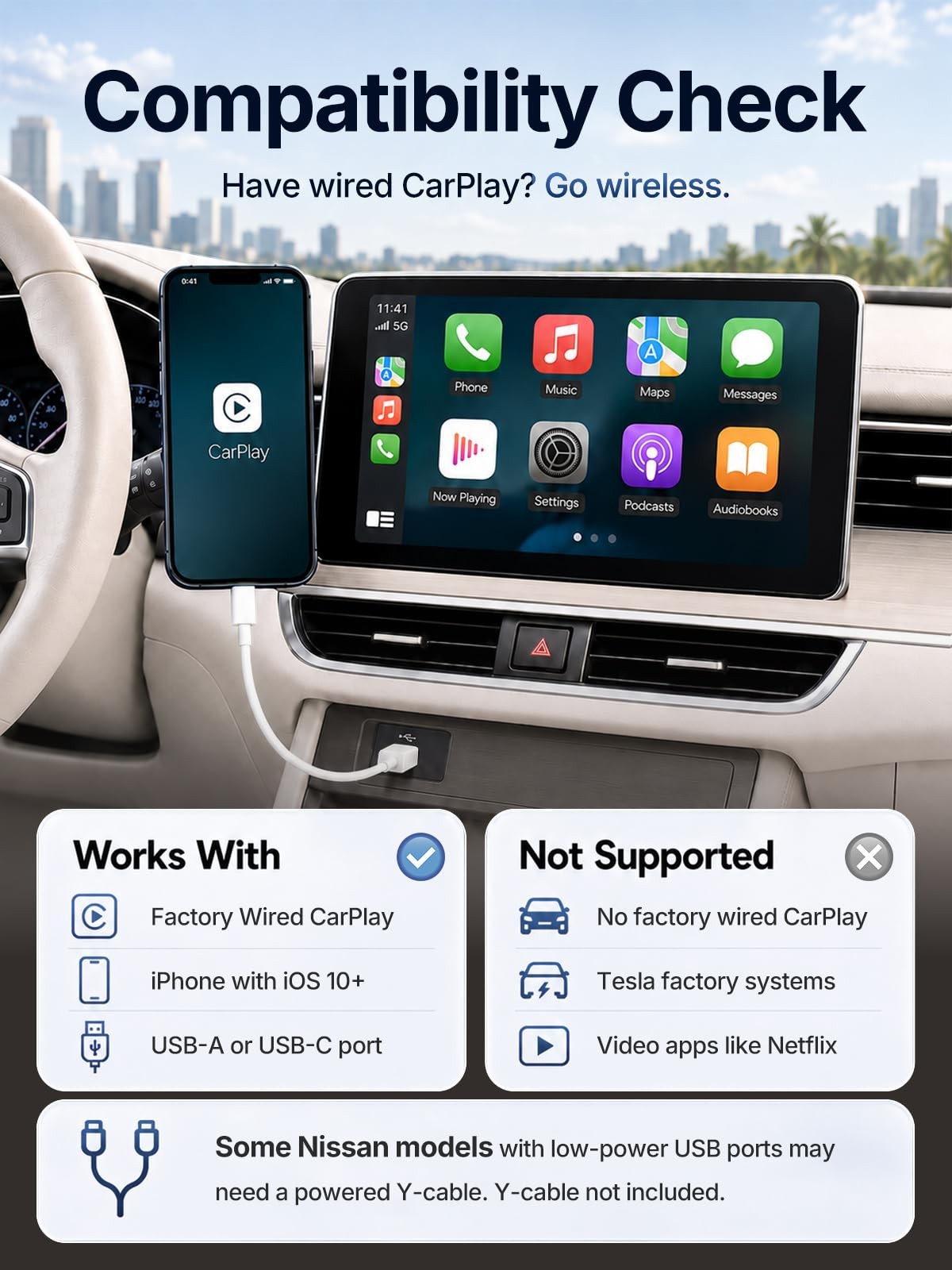 2026 USB Wireless CarPlay Adapter For iPhone Apple Wireless Dongle Plug ＆ Play