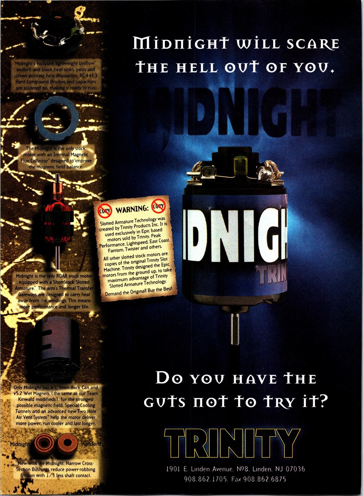 Trinity MIdnight RC Motor Engines Print Ad Wall Art Decor Slotted Armature