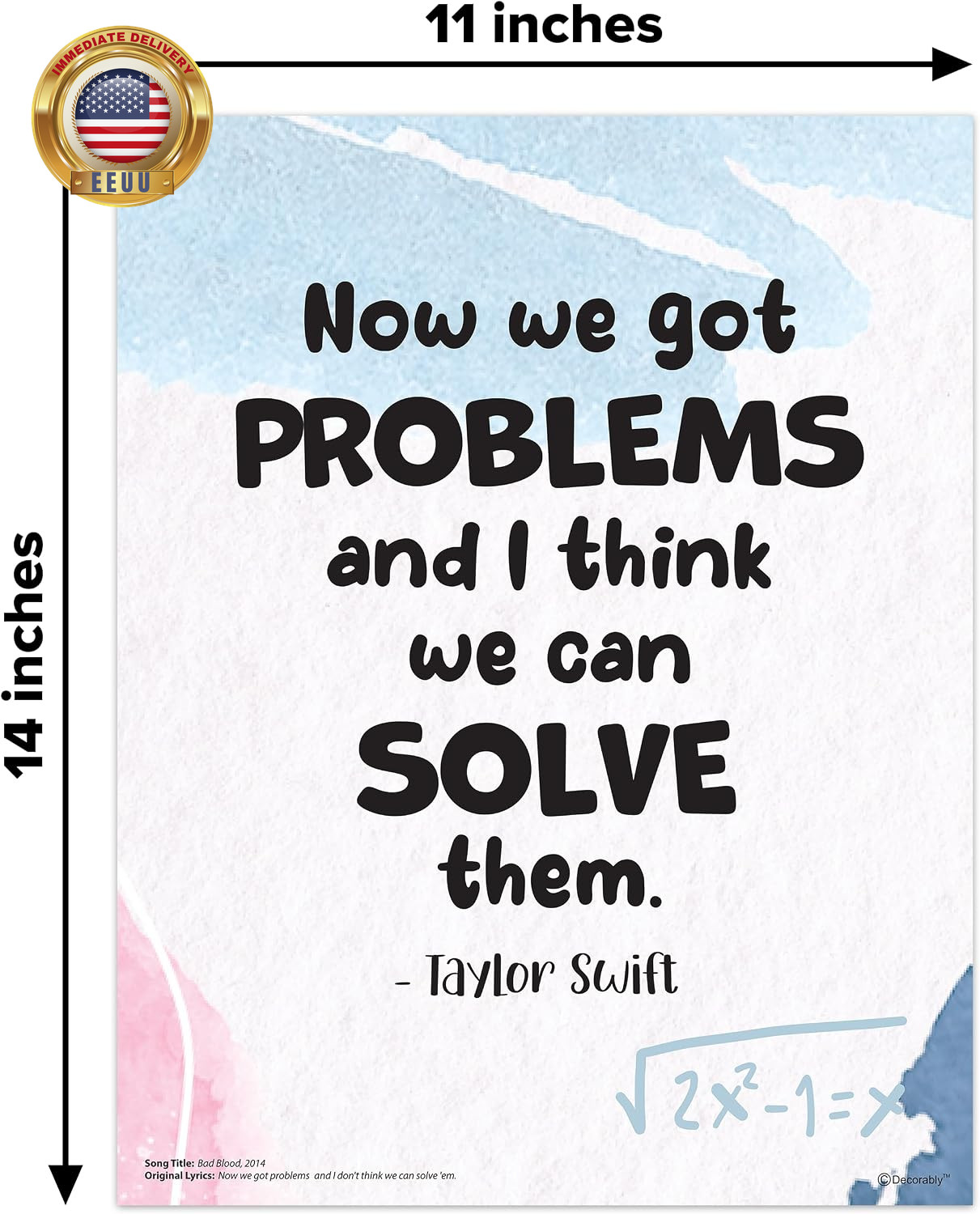 16 Math Posters for High School, 11X14In Educational, Matte-Laminated Classroom