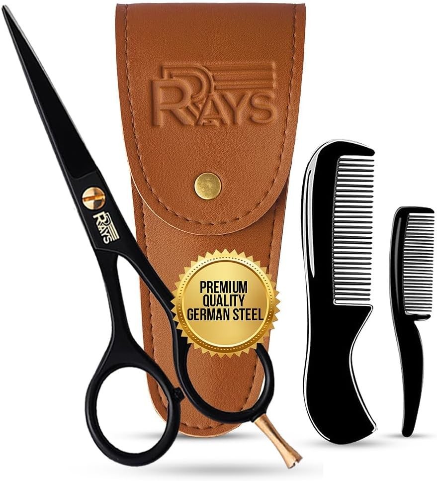 Tijeras 5in barba bigote alemanas con peine y bolsa viaje recorte estilo facial