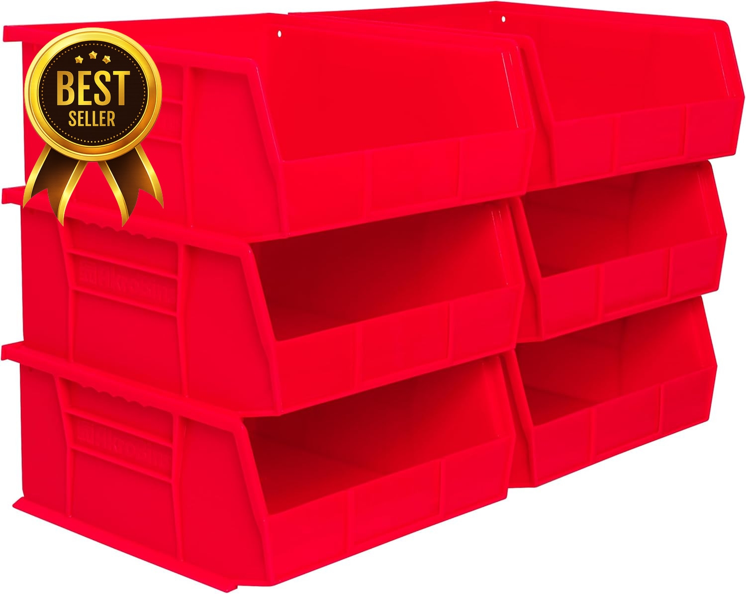 Plastic Storage Bins Stackable Garage Pantry Organizer 11x11x5 Red 6 Pack