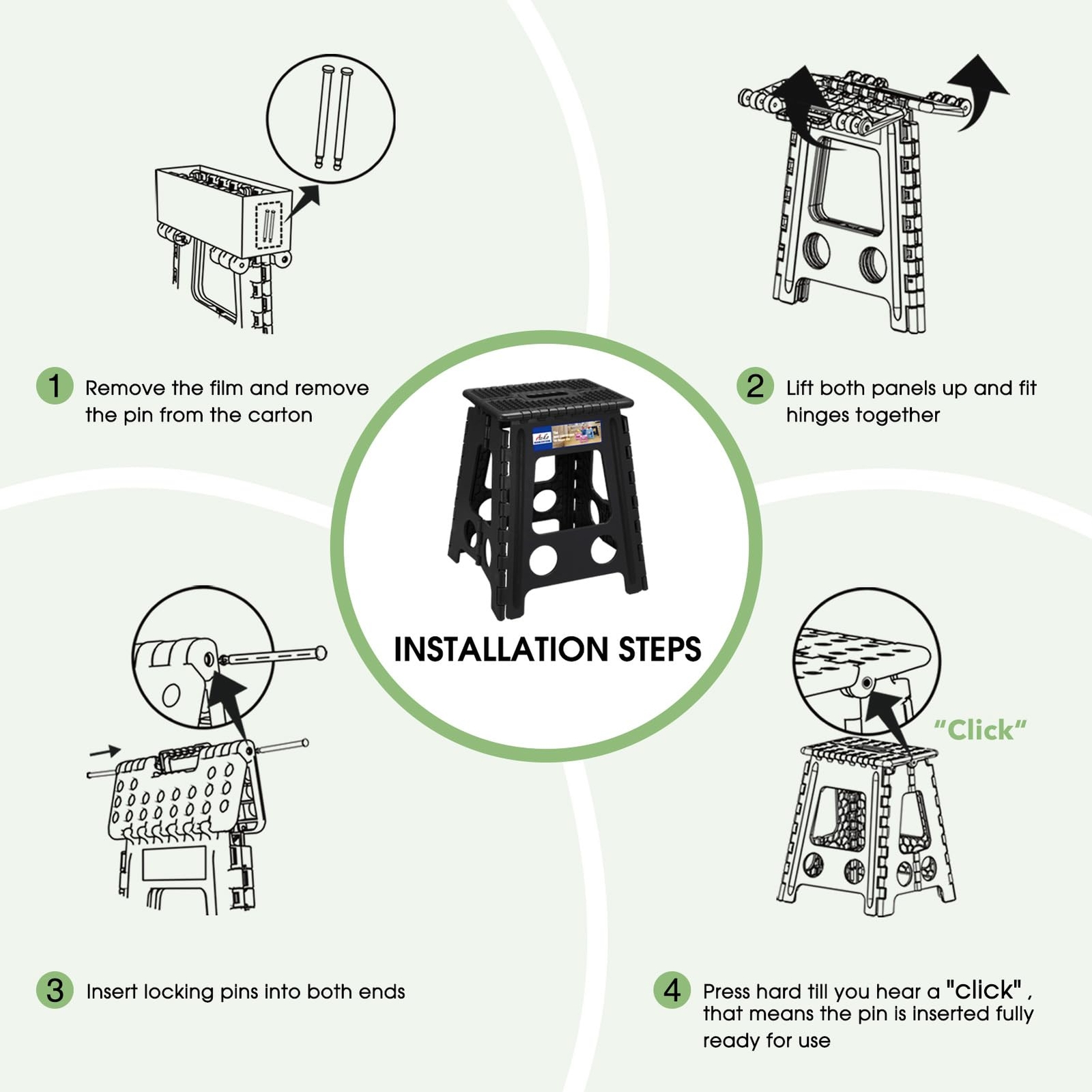 Folding Step Stool Foldable 16 Inch Stools for Adults and KidsPlastic Stools ...