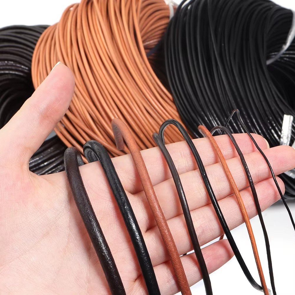 2–5 Yards Genuine Cow Leather Round Cord for DIY Jewelry Making