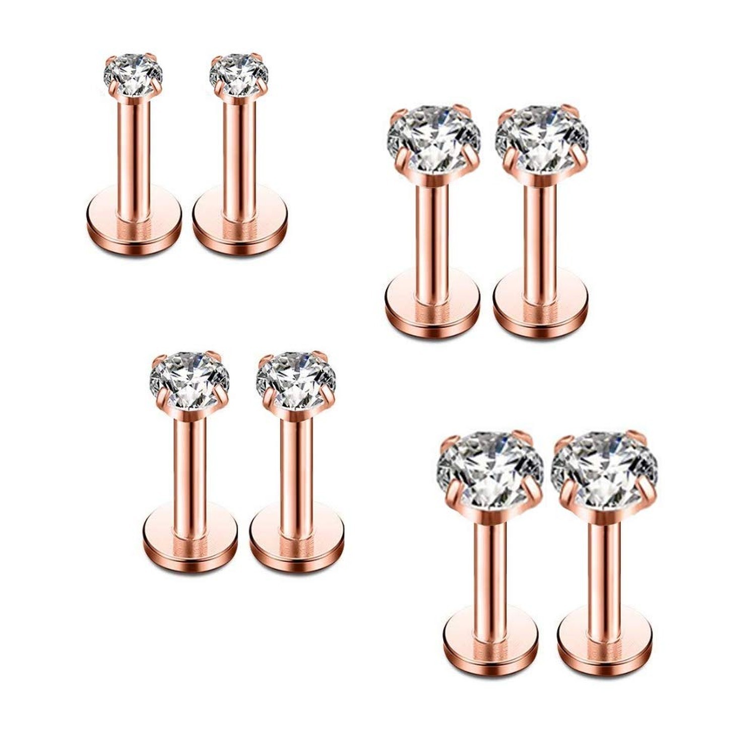 16G Diamond CZ Lip Rings Labret Monroe Nose Tragus Helix Ear Piercing Jewelry...