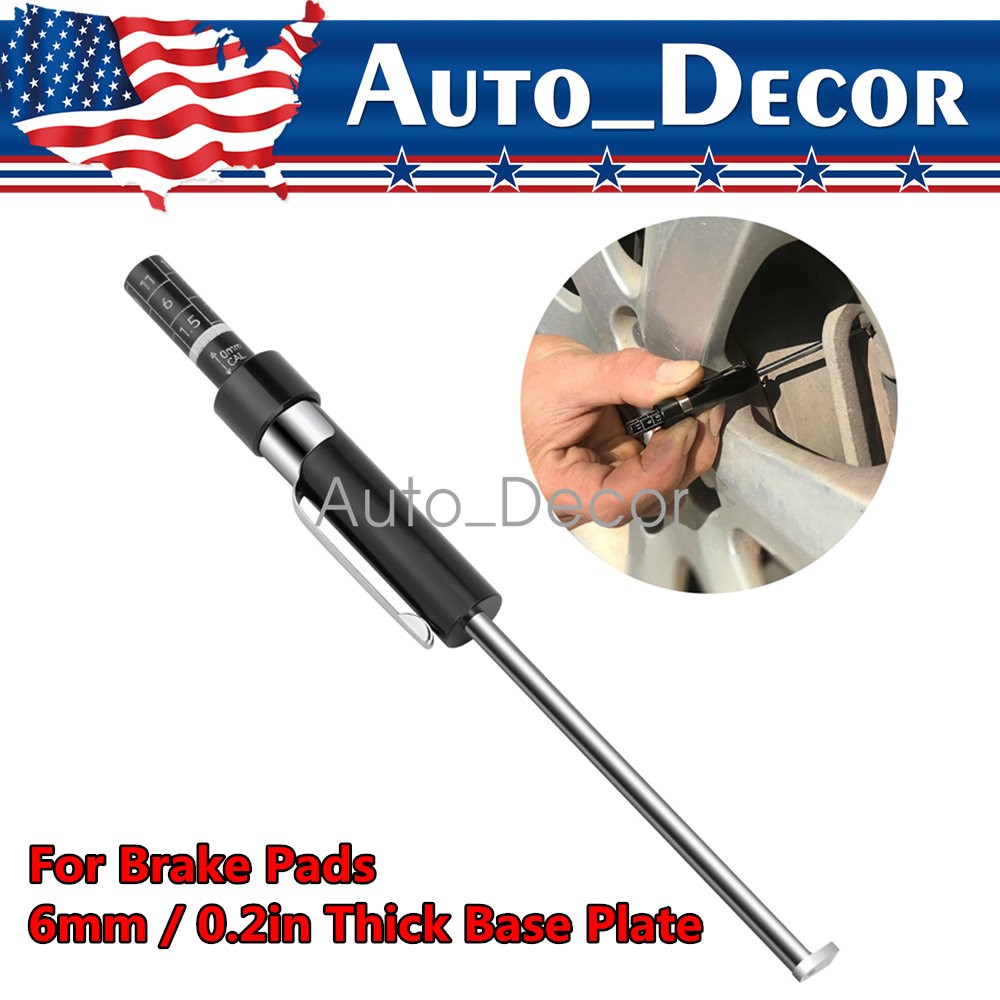Brake Pad Thickness Gauge Measure Tool 6mm w/ Scale car Detection Pen Base Plate