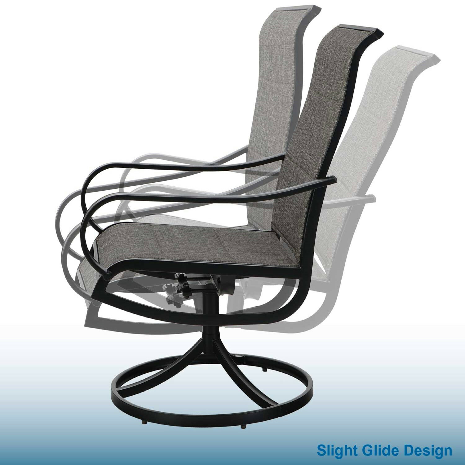 Swivel Patio Dining Chair Set of 2 High Back Outdoor Chairs Furniture