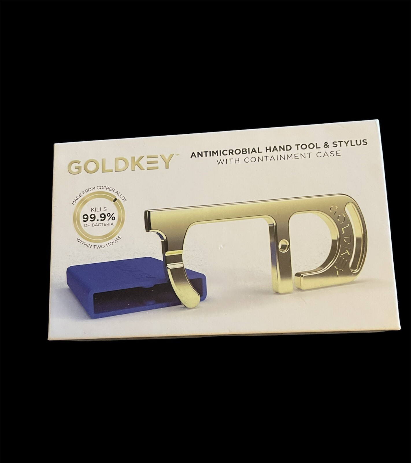 GOLDKEY ANTIMICROBIAL HAND TOOL & STYLUS with Containment Case & Key Chain Blue