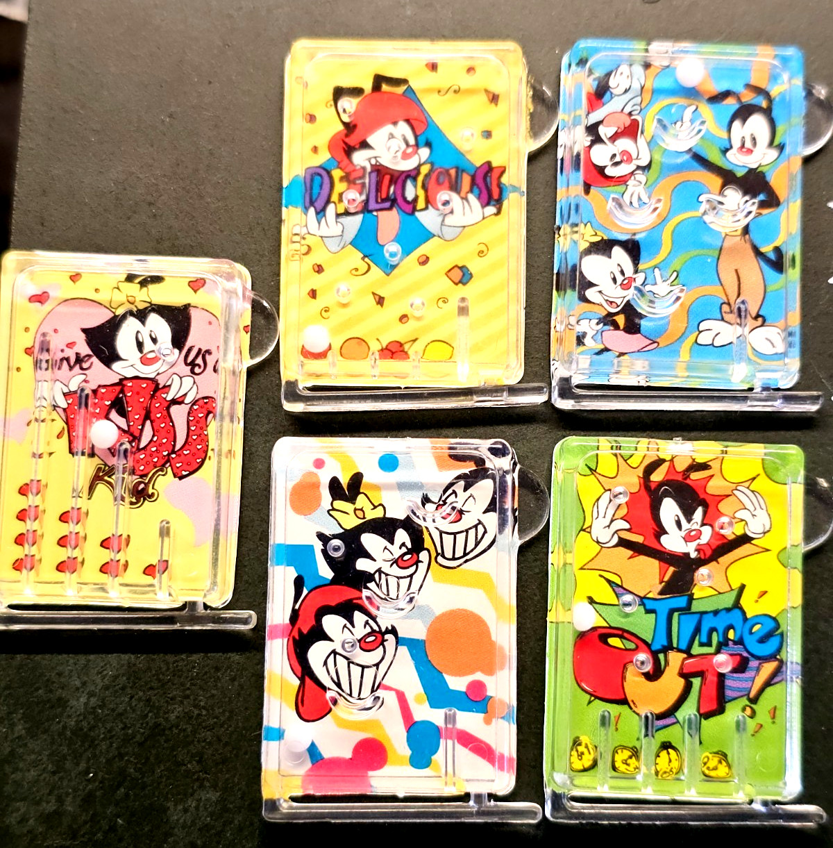 ( 5 ) Vintage Mini Pinball Characters From Animatics Cartoon Cracker Jack Prizes