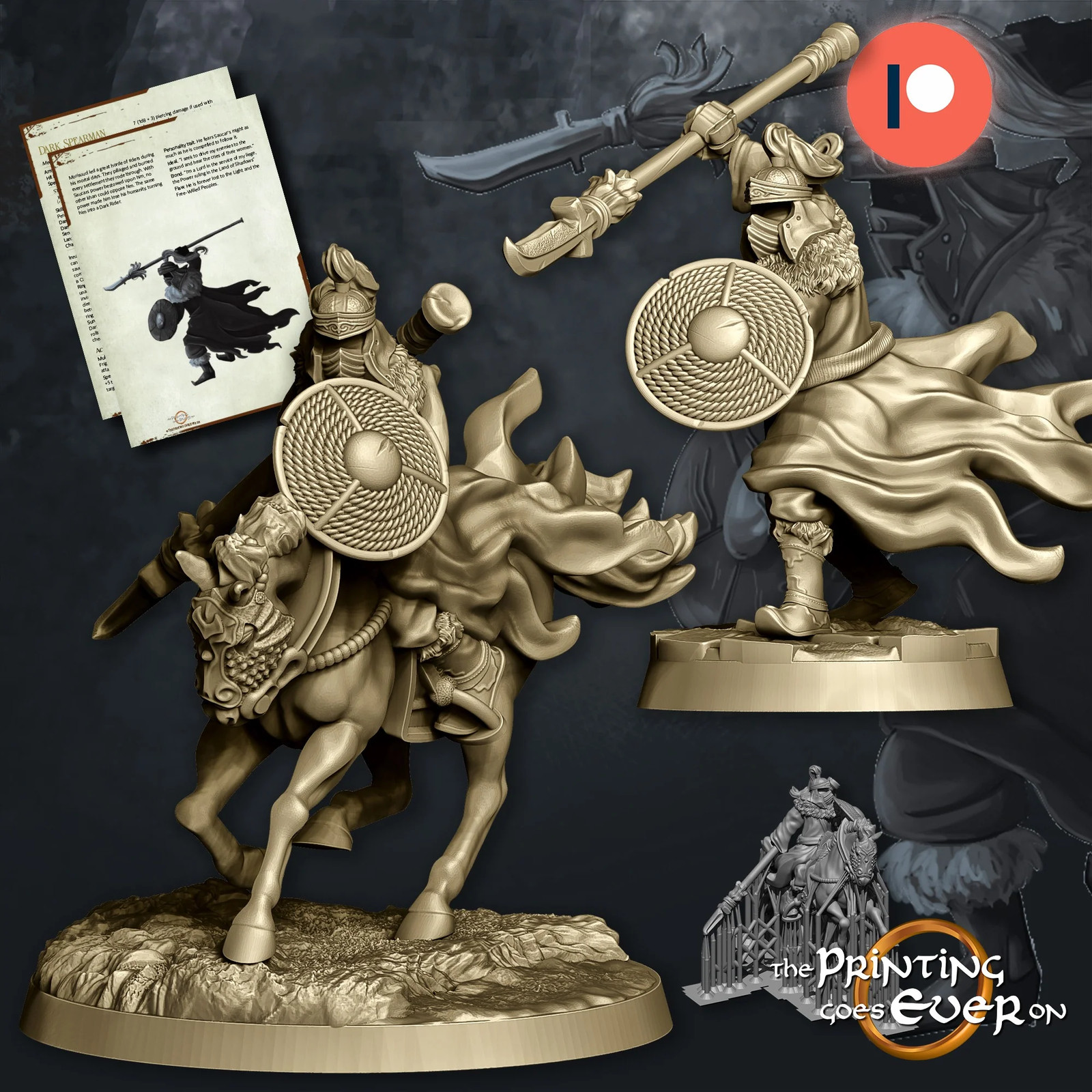 Dark Spearman - On Foot and Mounted - Resin Tabletop Miniature