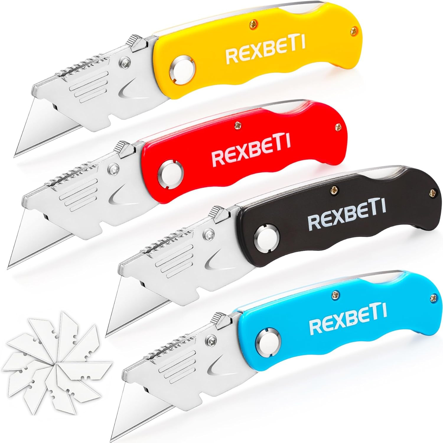 4-Pack Folding Pocket Utility Knife Quick-Change SK5 Box Cutter for Cartons, Car