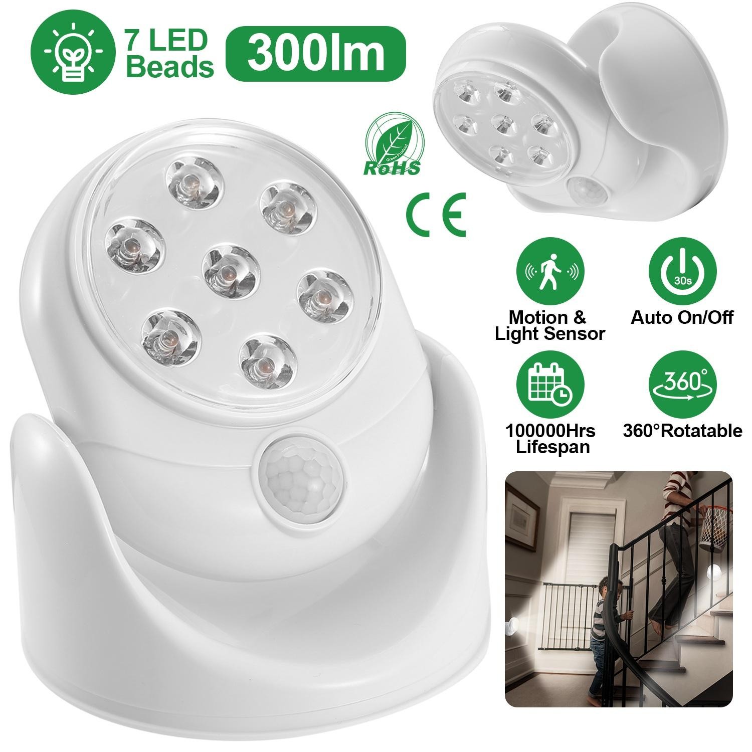 Wireless LED Spotlight 90 ° Motion Sensor Night Lamp 360° Rotate Cordless Stairs