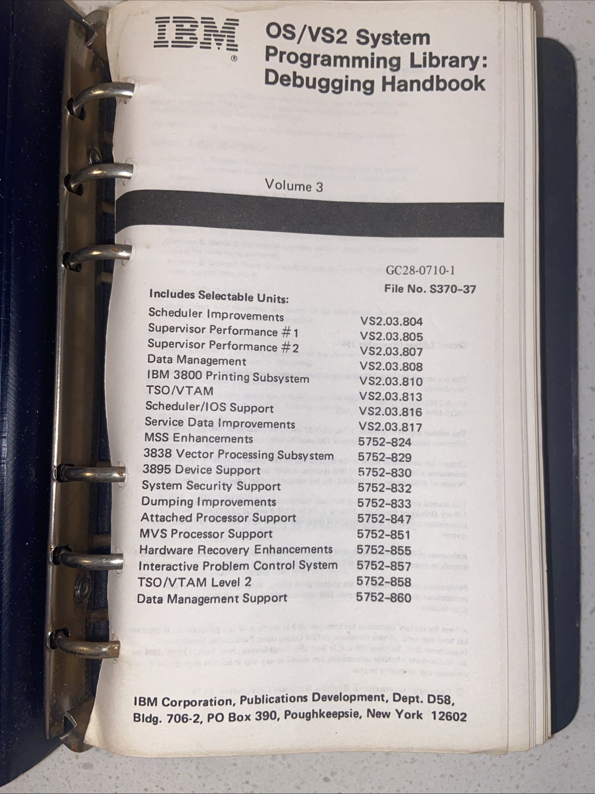 1983 IBM Field Engineering Handbook System OS/VS2 Volume 1,2,3 Reference Summary